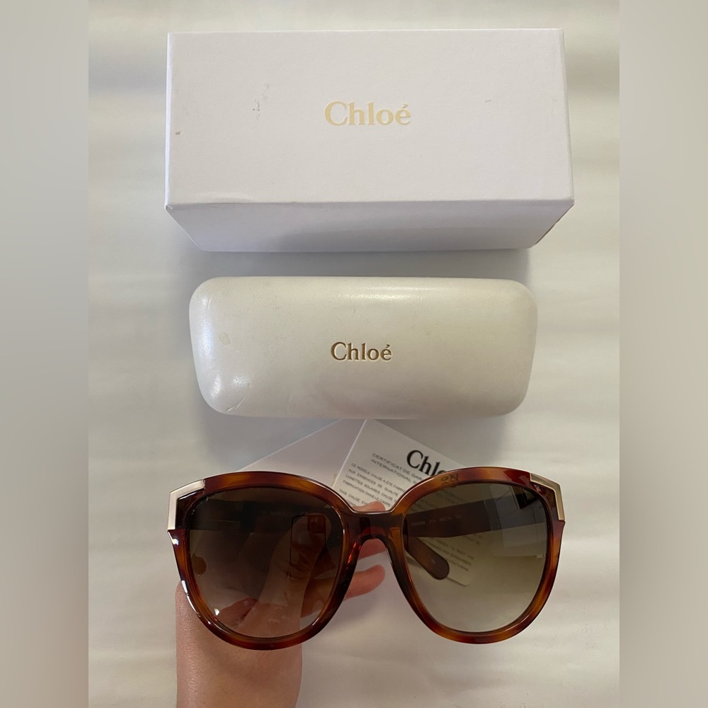 Chloe wide rectangle brown sunglasses!